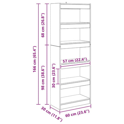 Bücherregal Eiche handwerklich 60 x 30 x 166 cm Holzwerkstoff