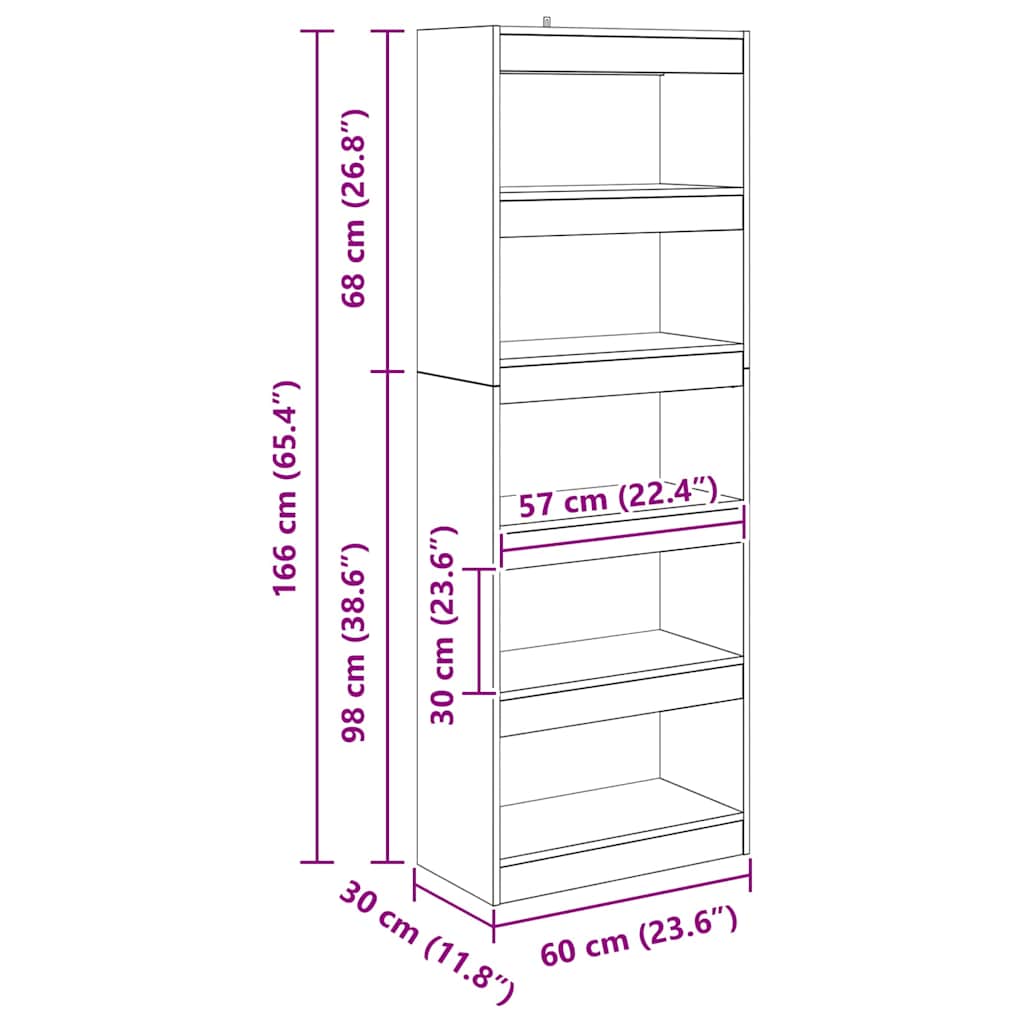 Bücherregal Schwarze Eiche 60 x 30 x 166 cm Holzwerkstoff