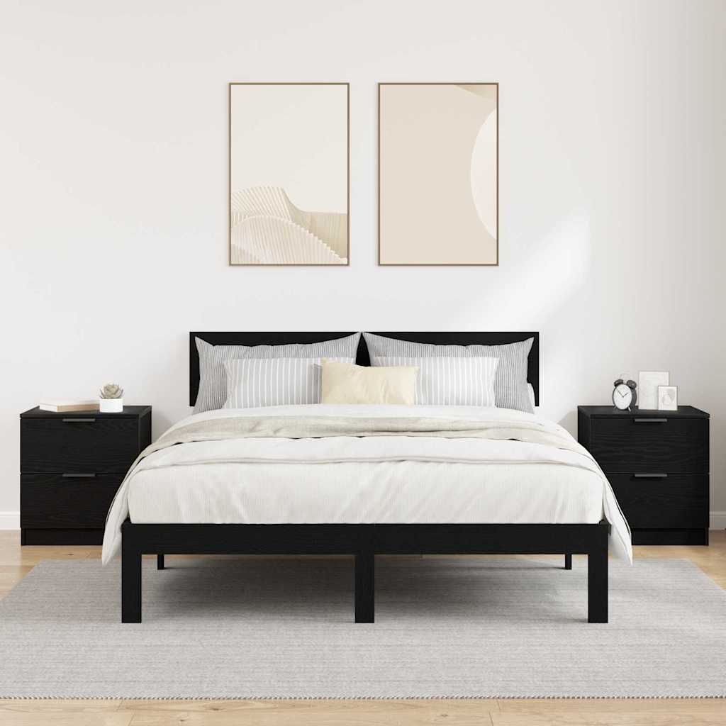 Nachttisch 2 pcs Schwarz Eichen-Optik 45 x 39 x 50 cm