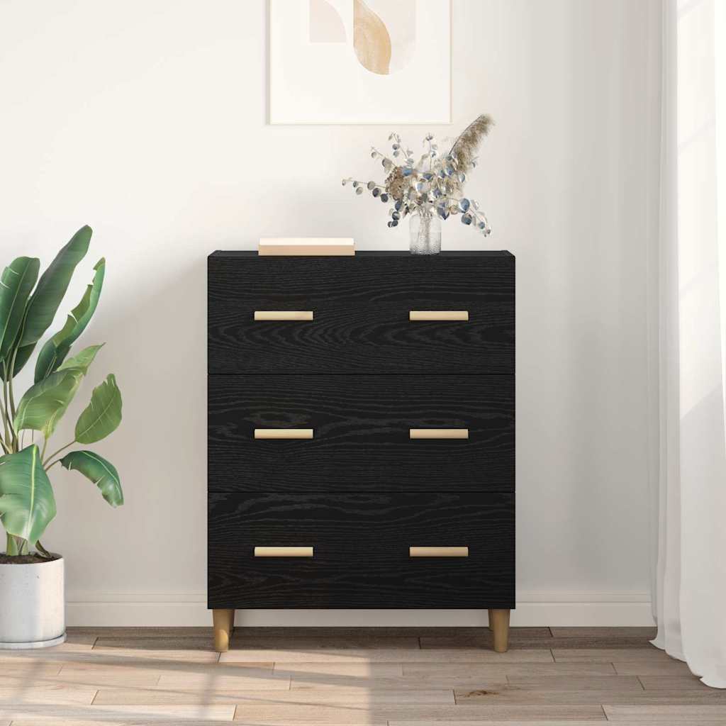 Sideboard Schwarz Eichen-Optik 69,5 x 34 x 90 cm Holzwerkstoff