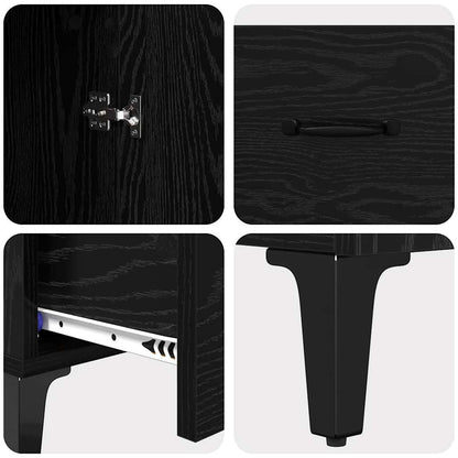 Highboard mit Schubladen Schwarz Eichen-Optik 70 x 31 x 115 cm