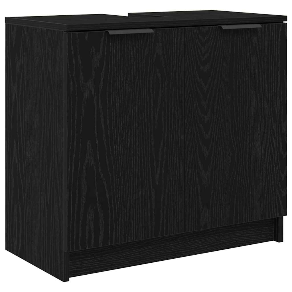 Badezimmerschrank Schwarz Eichen-Optik 64,5 x 33,5 x 59 cm