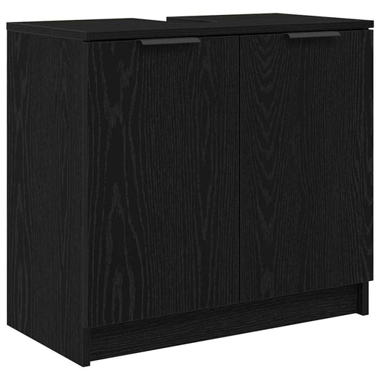 Badezimmerschrank Schwarz Eichen-Optik 64,5 x 33,5 x 59 cm