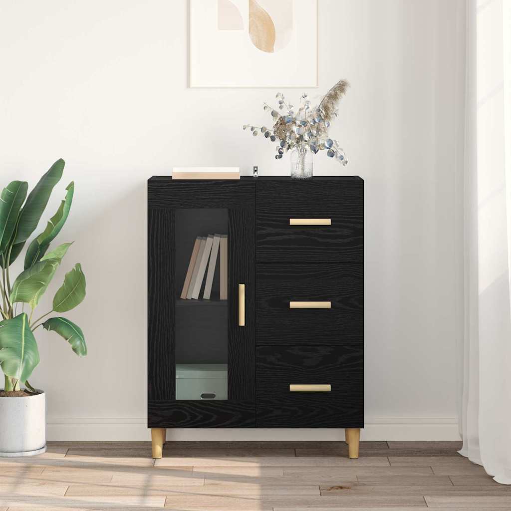 Sideboard Schwarz Eichen-Optik 69,5 x 34 x 90 cm Holzwerkstoff