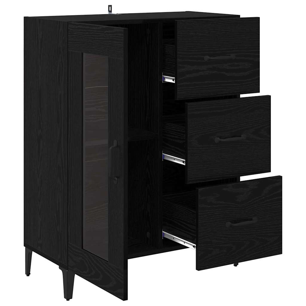 Sideboard mit Schubladen Schwarz Eichen-Optik 69,5 x 34 x 90 cm