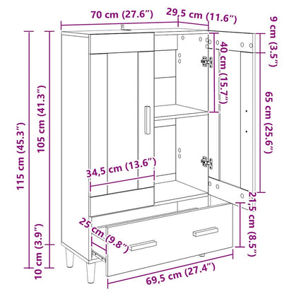 Highboard mit Schubladen Altholz 70 x 31 x 115 cm Holzwerkstoff