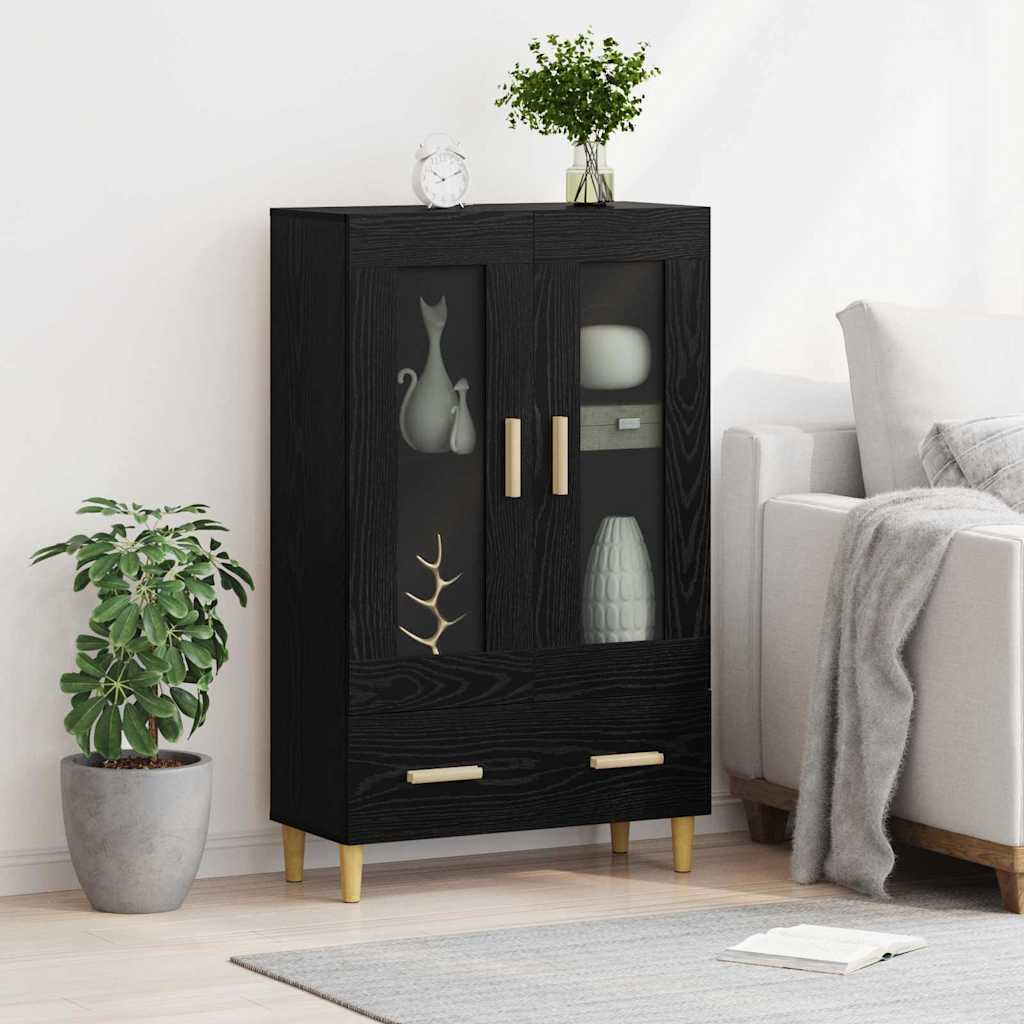 Highboard Schwarz Eichen-Optik 70 x 31 x 115 cm Holzwerkstoff