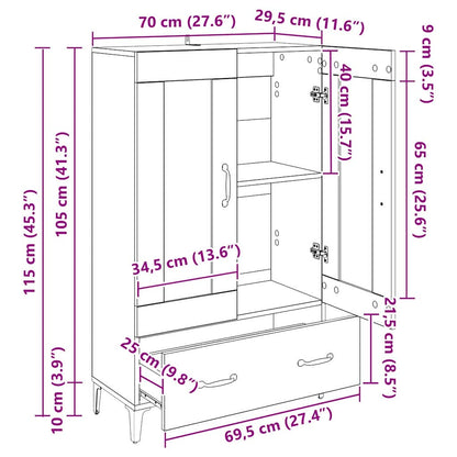 Highboard Artisan-Eiche 70 x 31 x 115 cm Verbundholz und Eisen