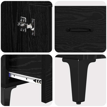 Highboard mit Schubladen Schwarz Eichen-Optik 70 x 31 x 115 cm