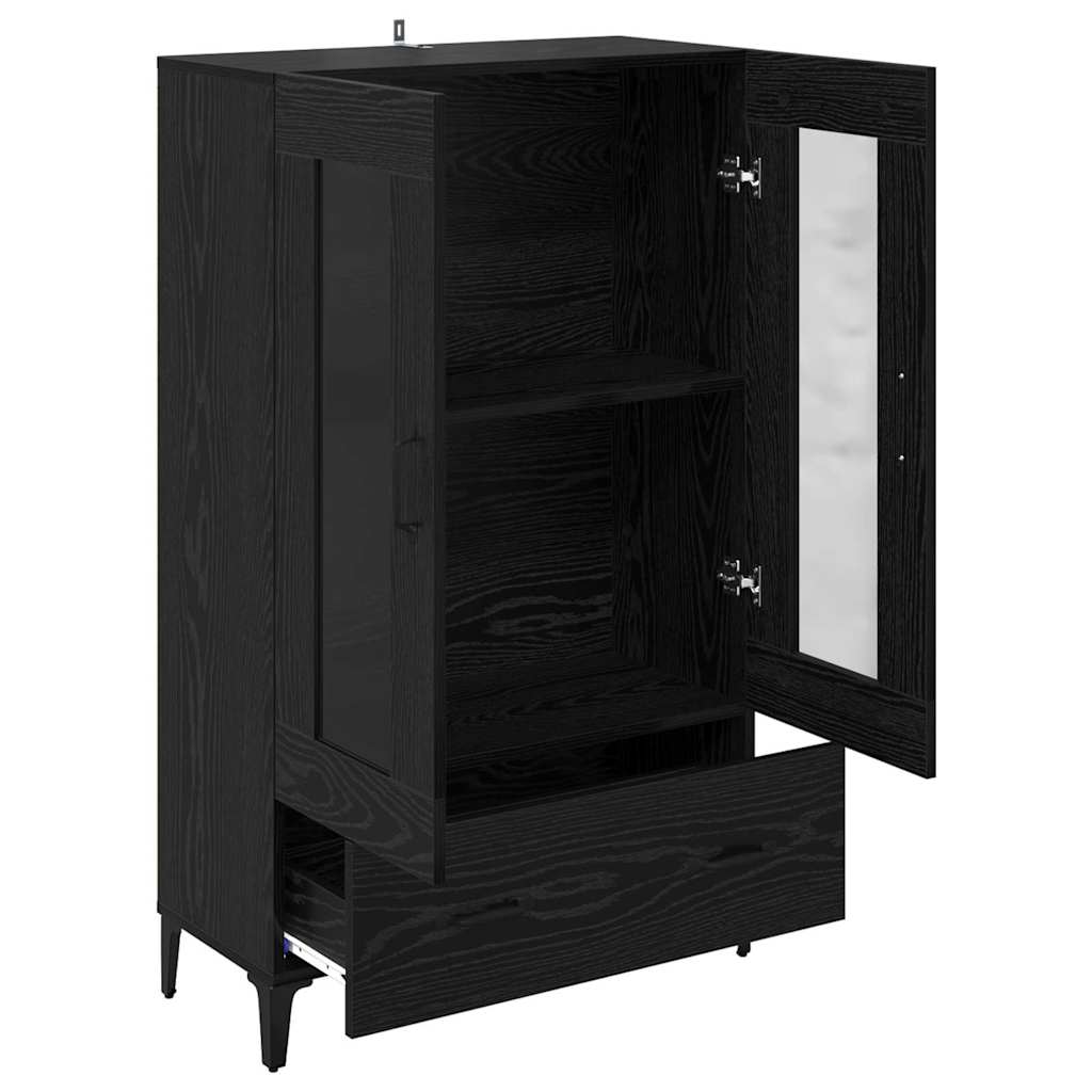 Highboard mit Schubladen Schwarz Eichen-Optik 70 x 31 x 115 cm