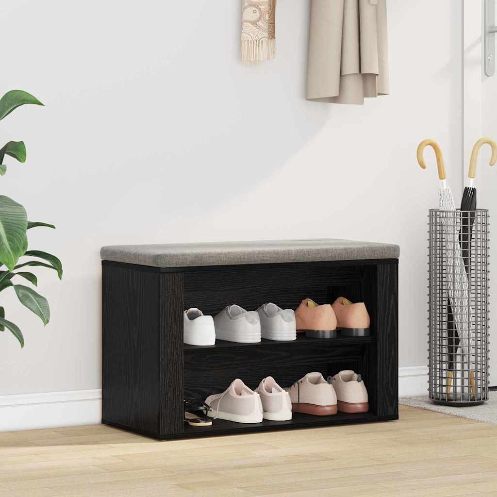 Schuhregal Schwarz Eichen-Optik 75 x 35 x 45 cm Holzwerkstoff