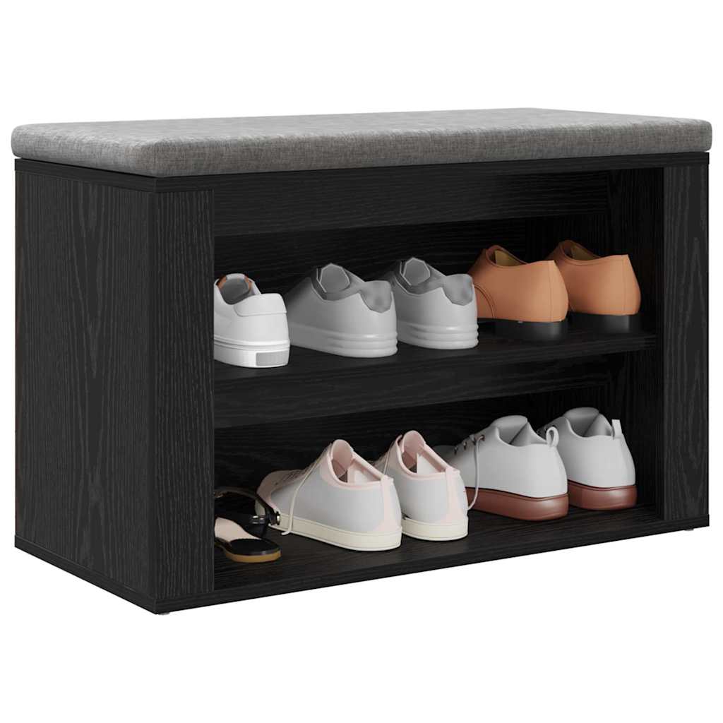 Schuhregal Schwarz Eichen-Optik 75 x 35 x 45 cm Holzwerkstoff