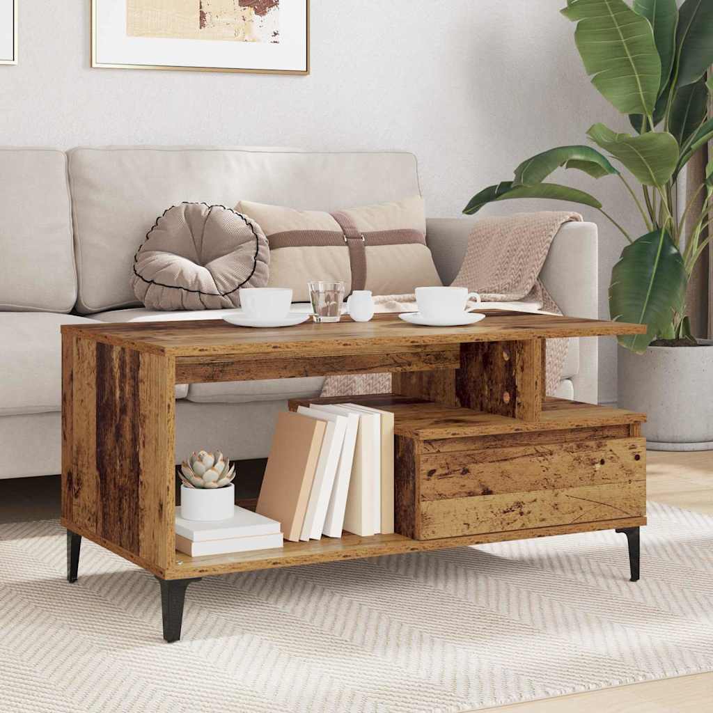 Couchtisch mit Schubladen Altholz 90 x 49 x 45 cm Holzwerkstoff