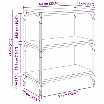 Bücherregal Schwarz Eichen-Optik 60 x 33 x 70,5 cm