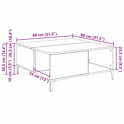 Couchtisch Schwarz Eichen-Optik 80 x 80 x 36,5 cm Holzwerkstoff
