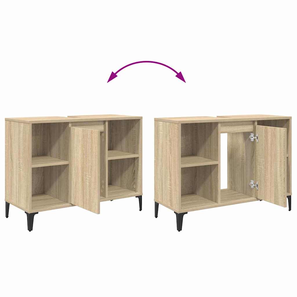 Waschbeckenunterschrank mit Regal Sonoma-Eiche 80 x 33 x 60 cm