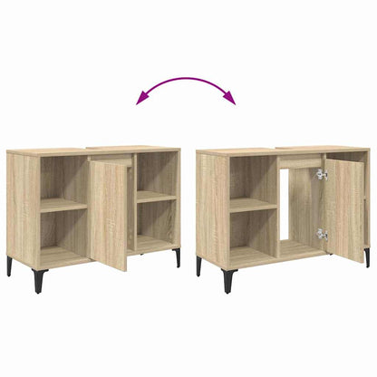 Waschbeckenunterschrank mit Regal Sonoma-Eiche 80 x 33 x 60 cm