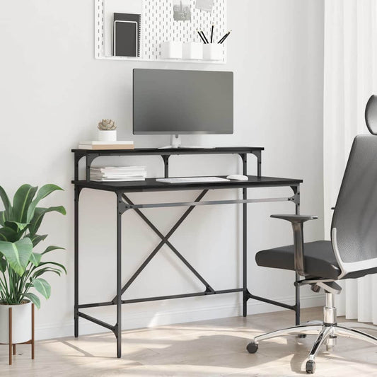 Schreibtisch Schwarz Eichen-Optik 100 x 50 x 90 cm