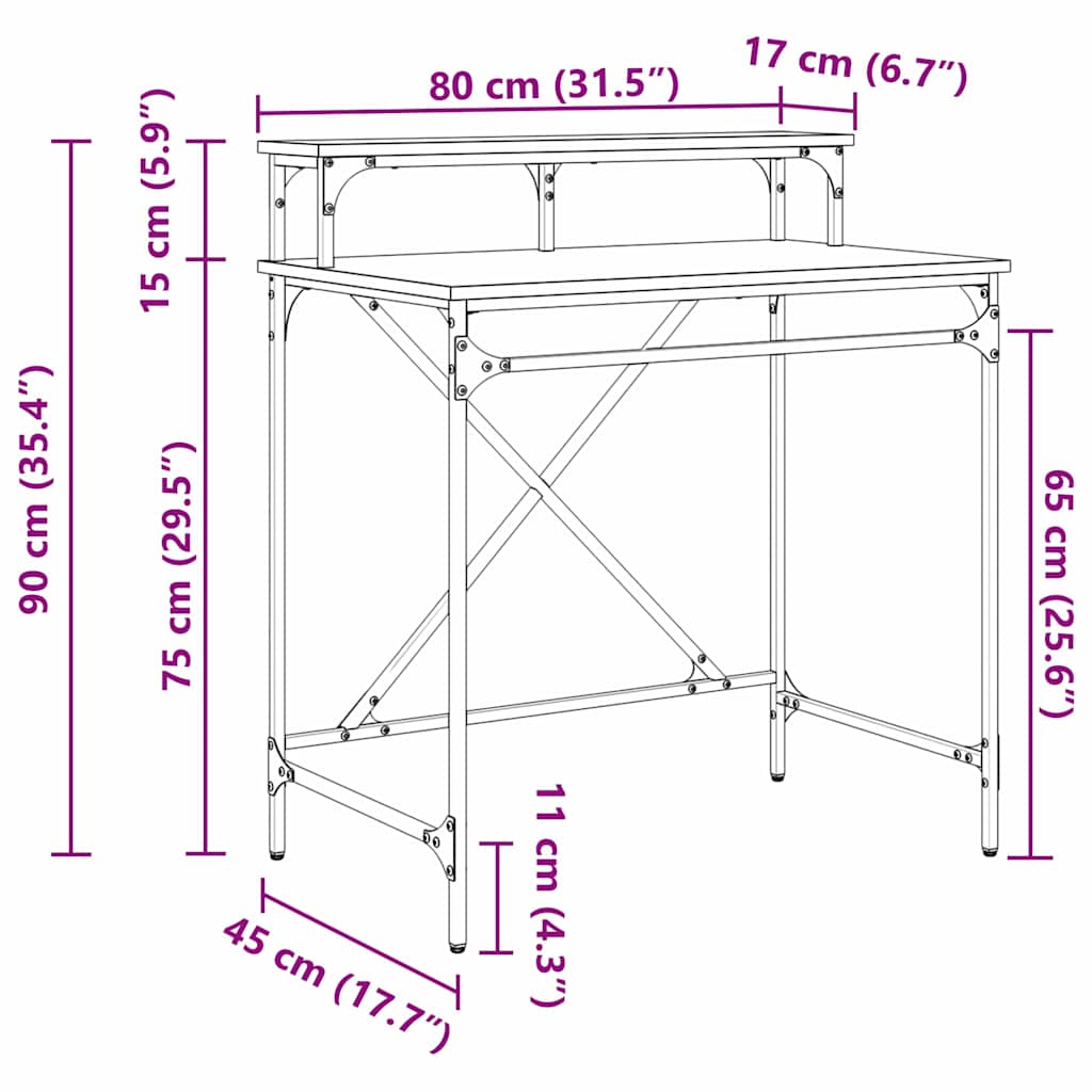 Schreibtisch Artisan-Eiche 80 x 50 x 90 cm Holzwerkstoff