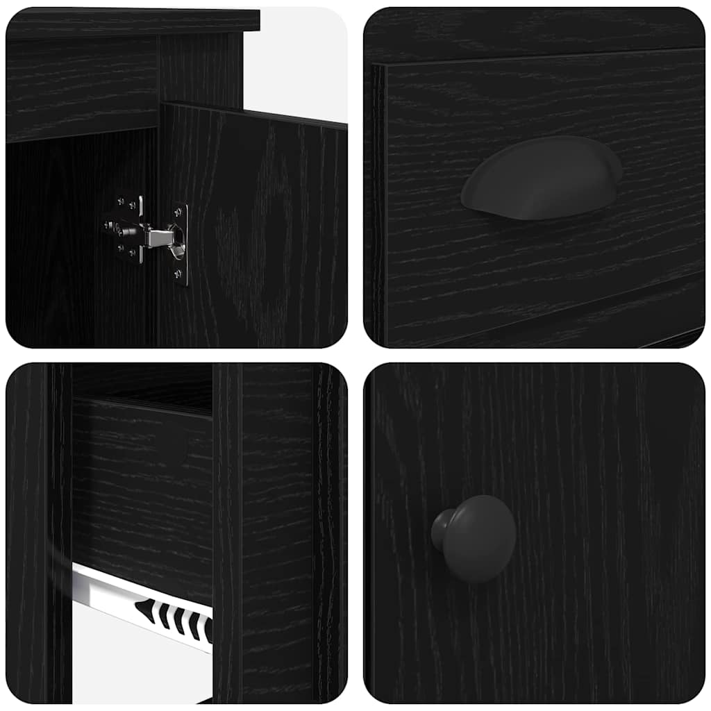 Highboard Schwarz Eichen-Optik 60 x 35,5 x 103,5 cm