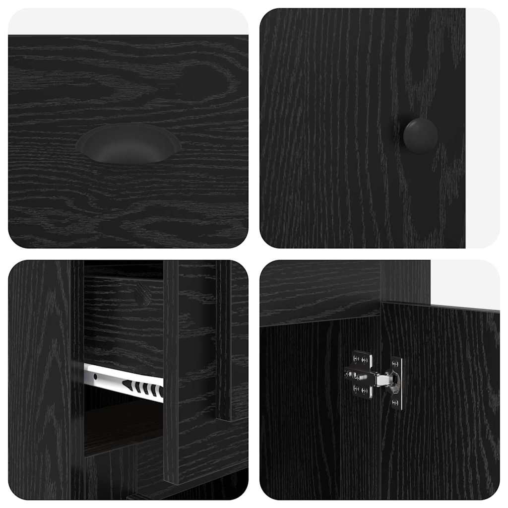 Seitenschrank Schwarz Eichen-Optik 40 x 50 x 75 cm