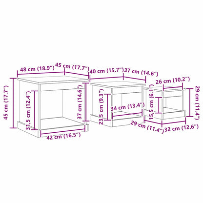 Couchtisch 3 pcs Altholz Holzwerkstoff