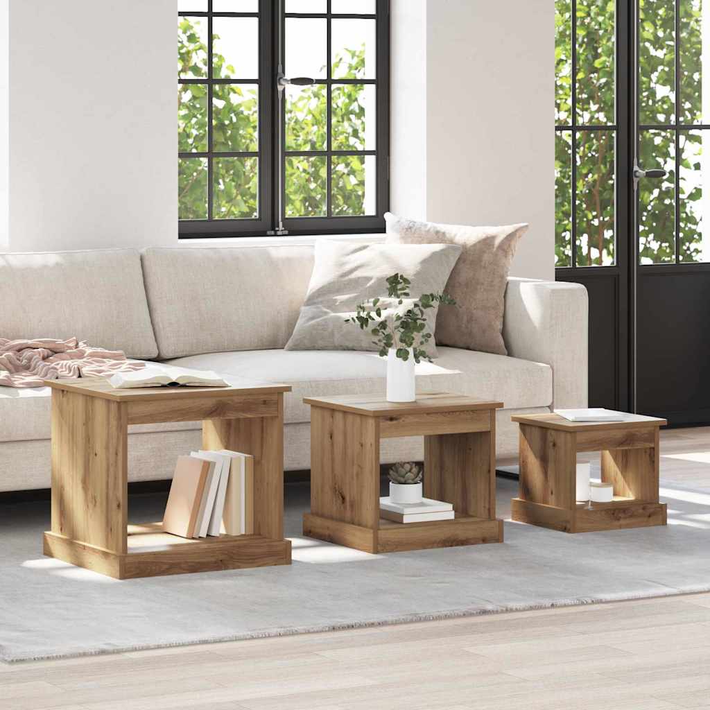 Couchtisch 3 pcs Artisan-Eiche Holzwerkstoff