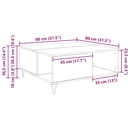 Couchtisch Schwarz Eichen-Optik 80 x 80 x 36.5 cm Holzwerkstoff