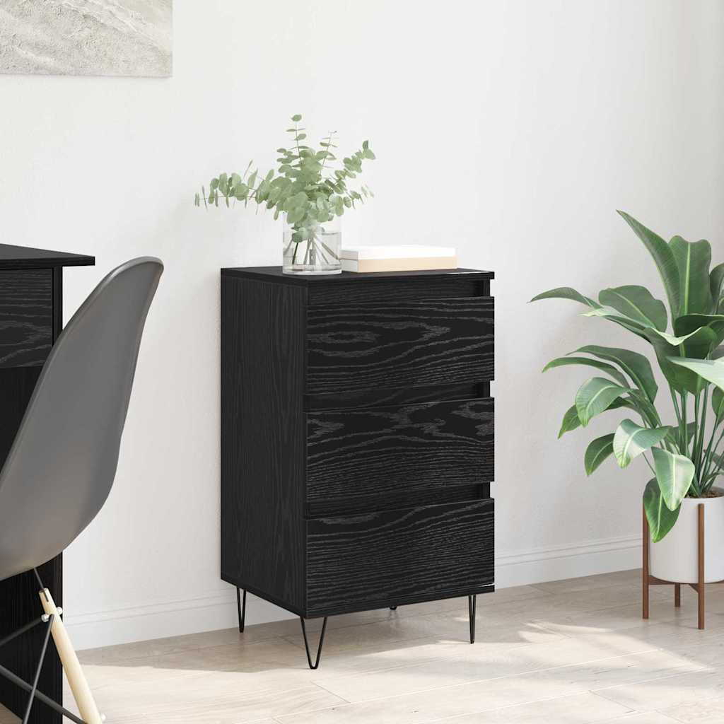 Sideboard mit Schubladen Schwarz Eichen-Optik 40 x 35 x 70 cm