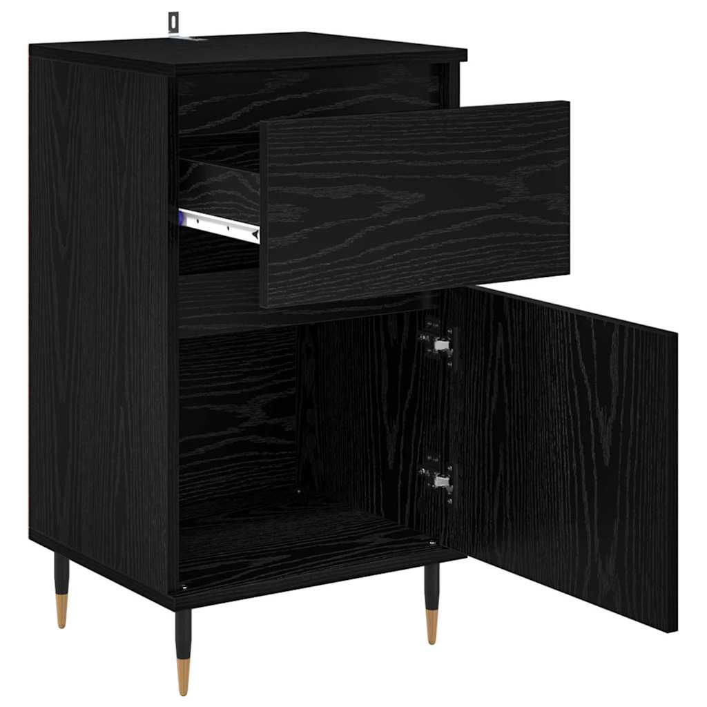 Sideboard mit Schubladen Schwarz Eichen-Optik 40 x 35 x 70 cm