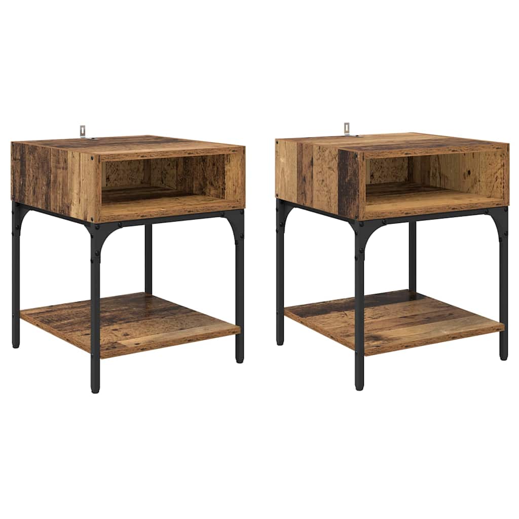 Nachttisch 2 pcs Altholz 40 x 40 x 50 cm Holzwerkstoff