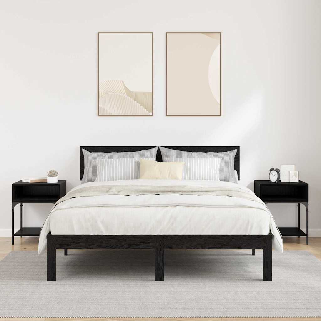 Nachttisch 2 pcs Schwarz Eichen-Optik 40 x 40 x 50 cm