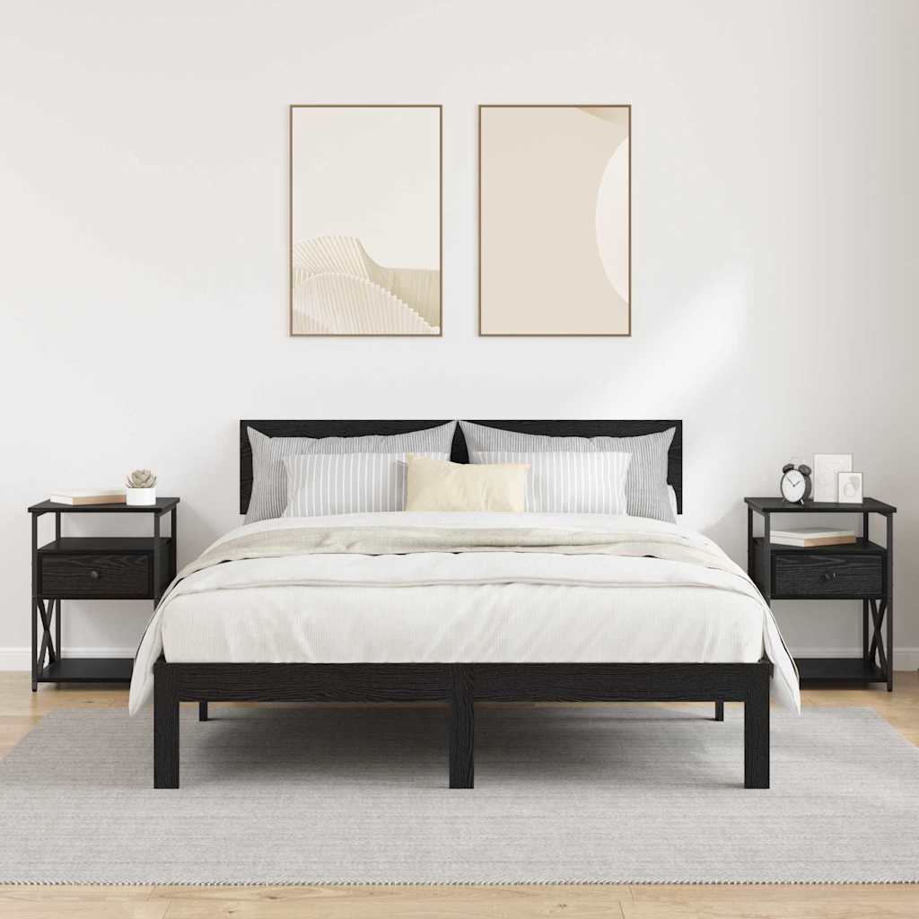 Nachttisch 2 pcs Schwarz Eichen-Optik 40 x 42 x 55 cm