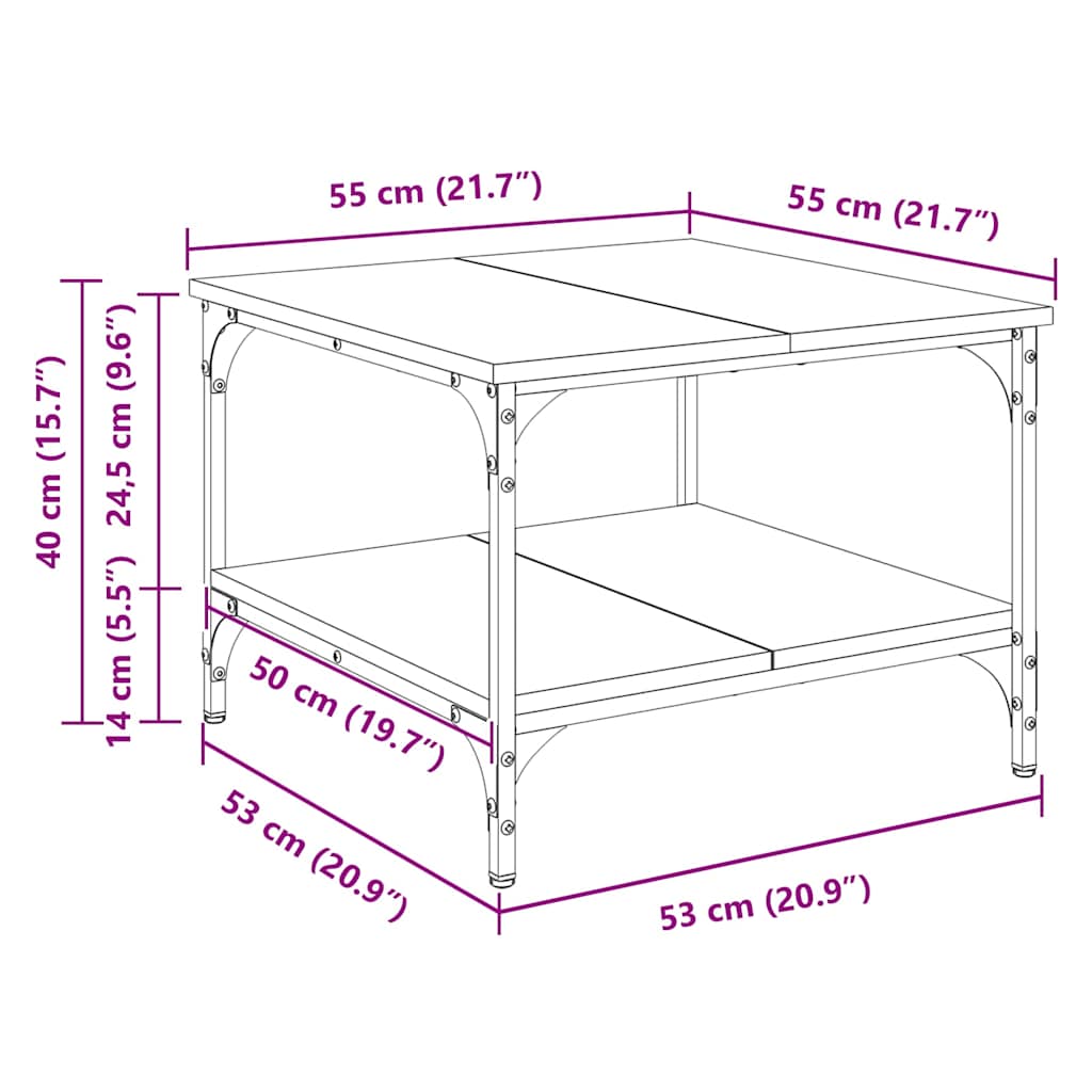 Couchtisch Altholz 55 x 55 x 40 cm Holzwerkstoff