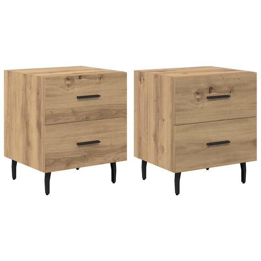 Nachttisch 2 pcs Eiche handwerklich 40 x 35 x 47,5 cm