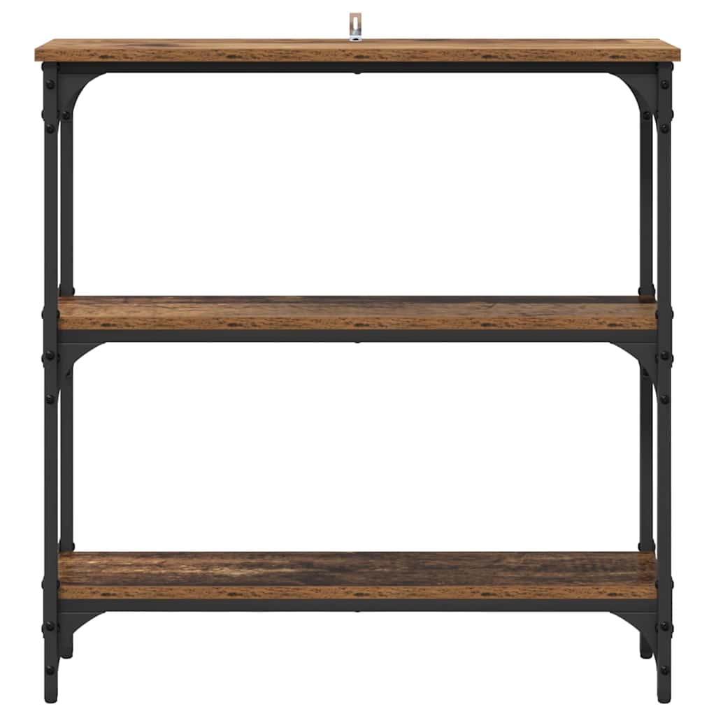 Konsolentisch mit Regal mit Speicher Altholz 75 x 22,5 x 75 cm