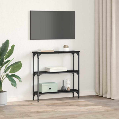 Konsolentisch mit Regal Schwarz Eichen-Optik 75 x 22,5 x 75 cm