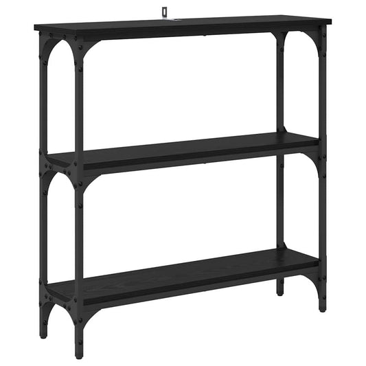 Konsolentisch mit Regal Schwarz Eichen-Optik 75 x 22,5 x 75 cm