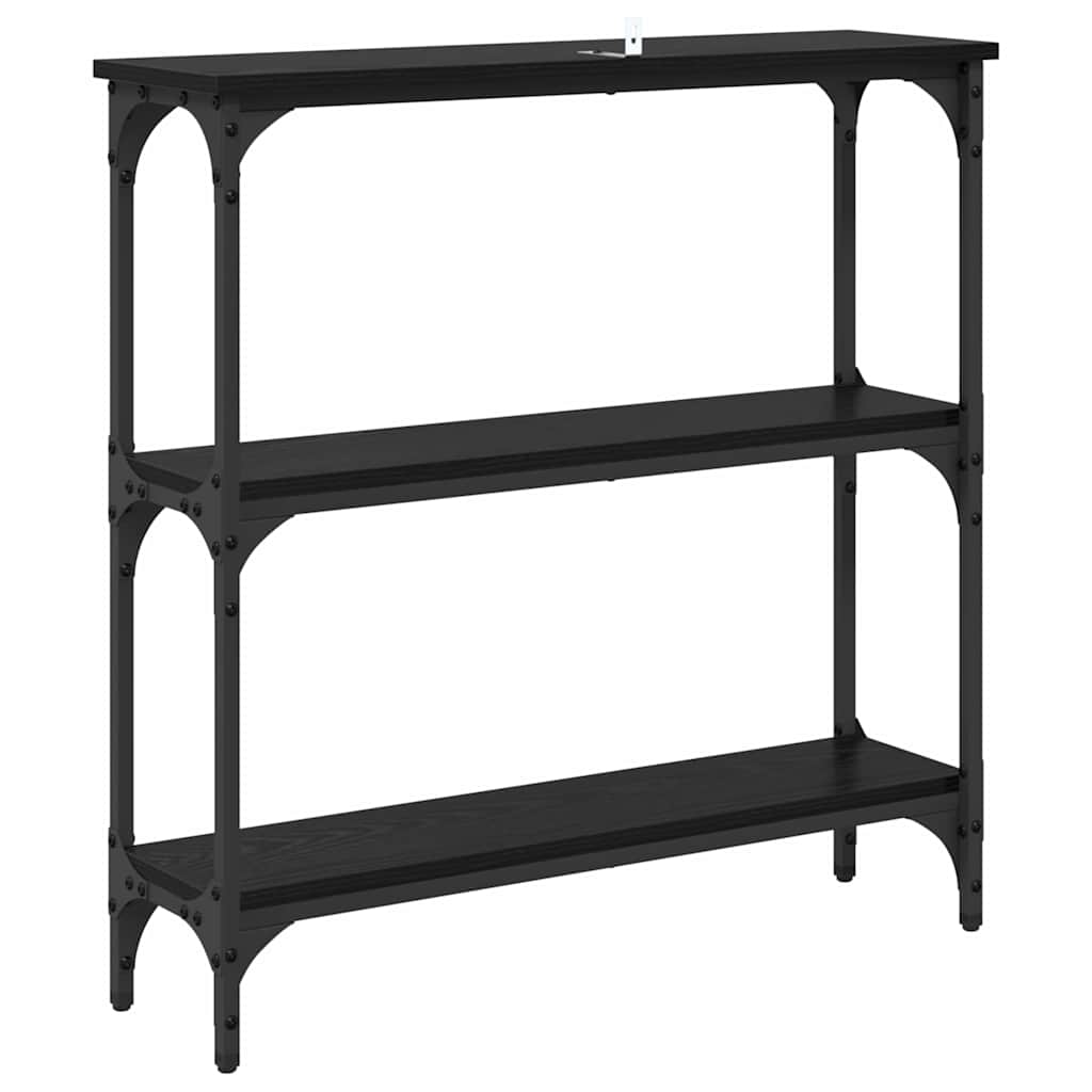 Konsolentisch mit Regal Schwarz Eichen-Optik 75 x 22,5 x 75 cm