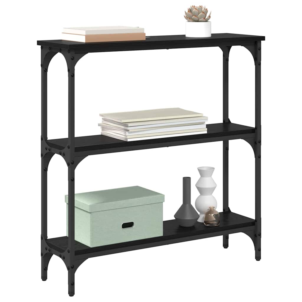 Konsolentisch mit Regal Schwarz Eichen-Optik 75 x 22,5 x 75 cm