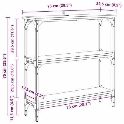 Konsolentisch mit Regal Schwarz Eichen-Optik 75 x 22,5 x 75 cm