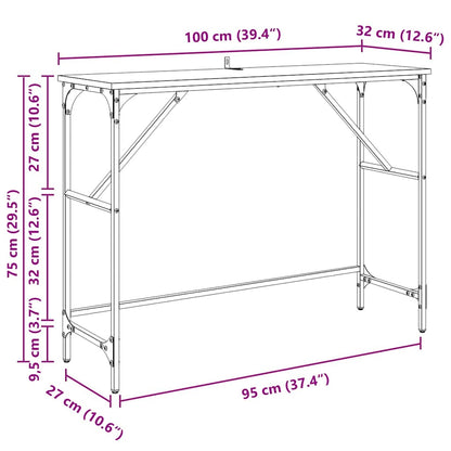 Konsolentisch Schwarz Eichen-Optik 100 x 32 x 75 cm