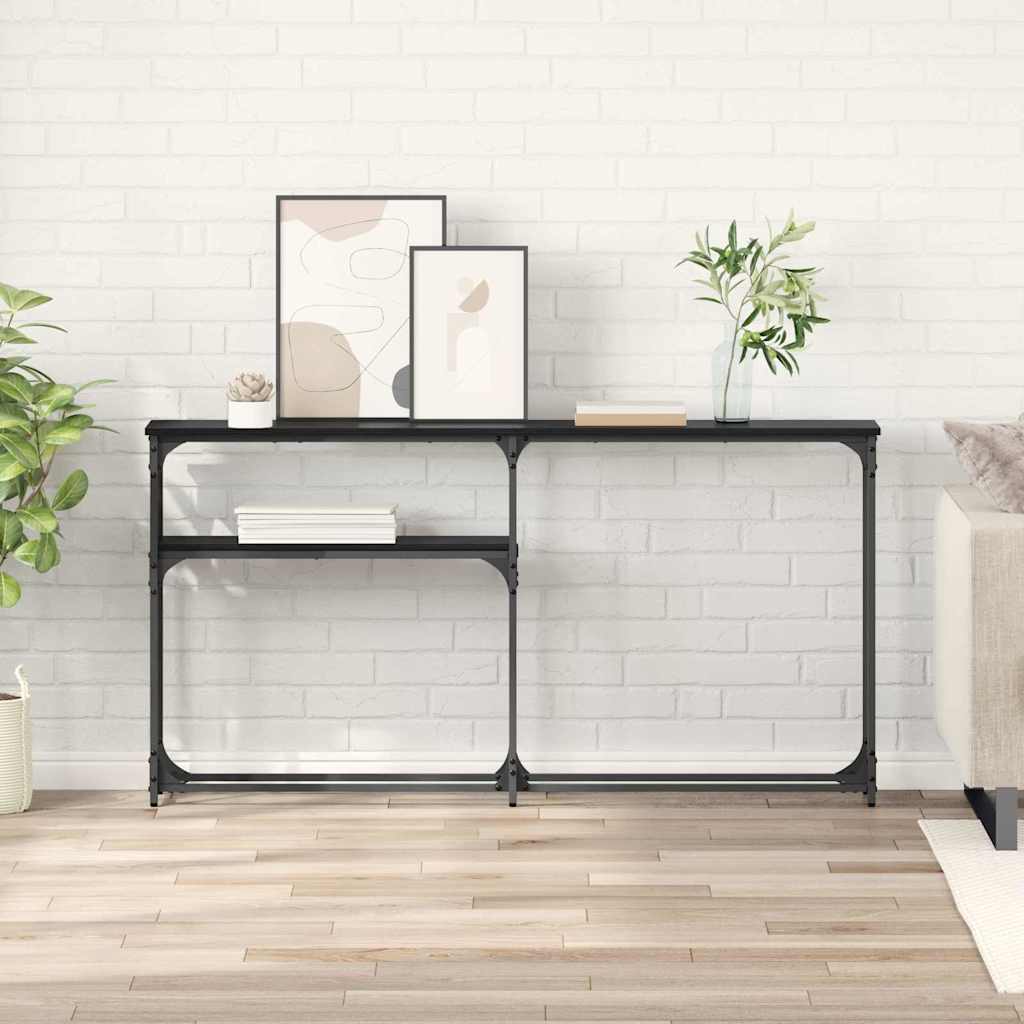 Konsolentisch Schwarz Eichen-Optik 146 x 22.5 x 75 cm