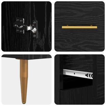 Sideboard Schwarz Eichen-Optik 69,5 x 34 x 90 cm Holzwerkstoff