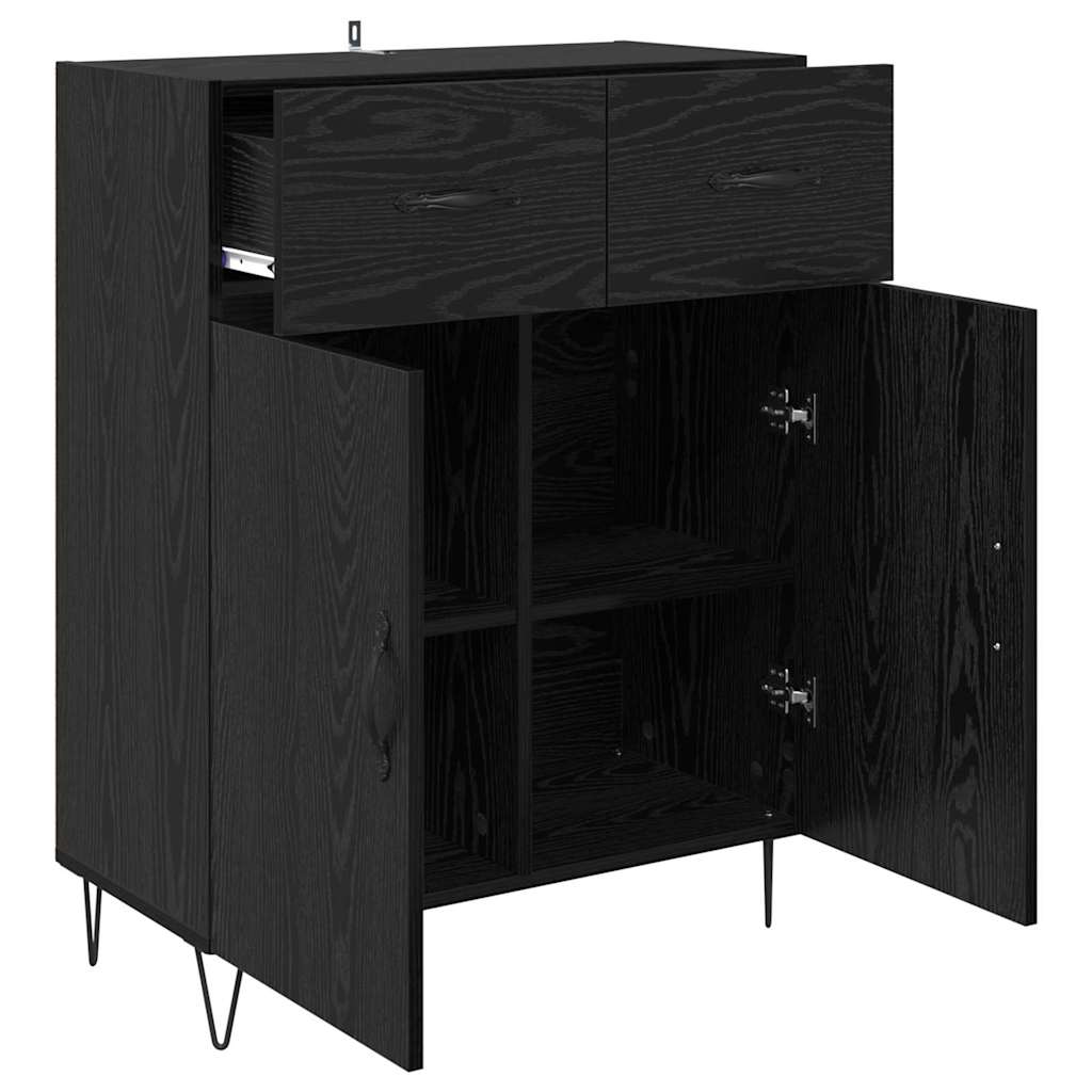 Sideboard Schwarz Eichen-Optik 69,5 x 34 x 90 cm Holzwerkstoff