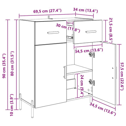 Sideboard Artisan-Eiche 69,5 x 34 x 90 cm Holzwerkstoff