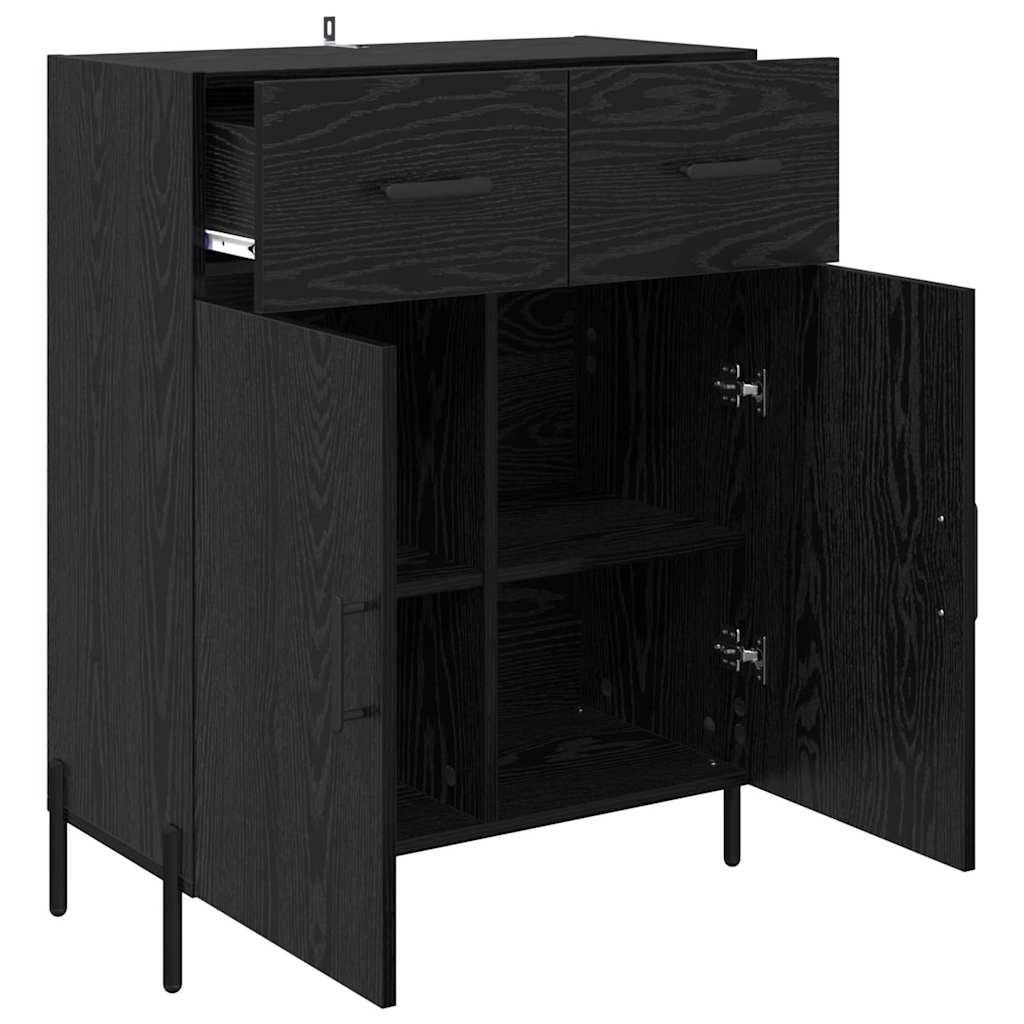 Sideboard Schwarz Eichen-Optik 69,5 x 34 x 90 cm Holzwerkstoff