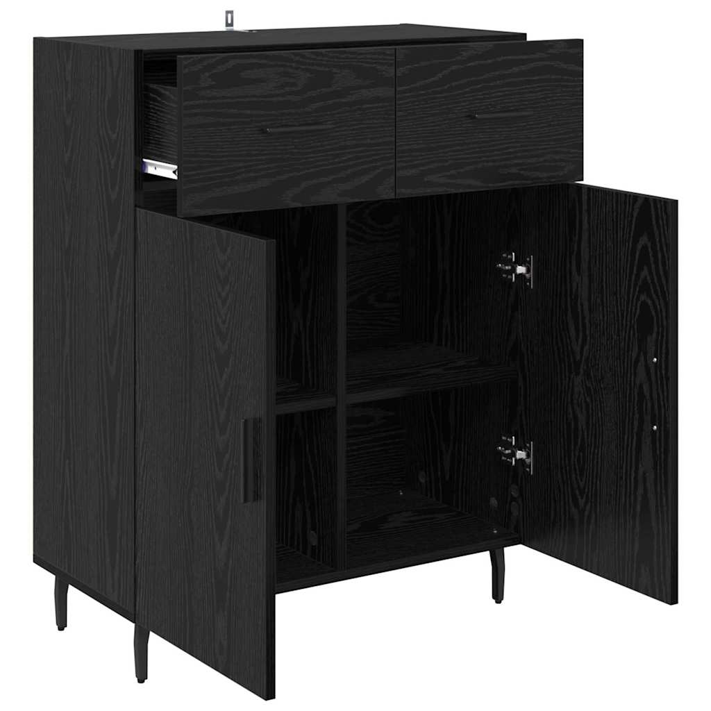 Sideboard Schwarz Eichen-Optik 69,5 x 34 x 90 cm Holzwerkstoff