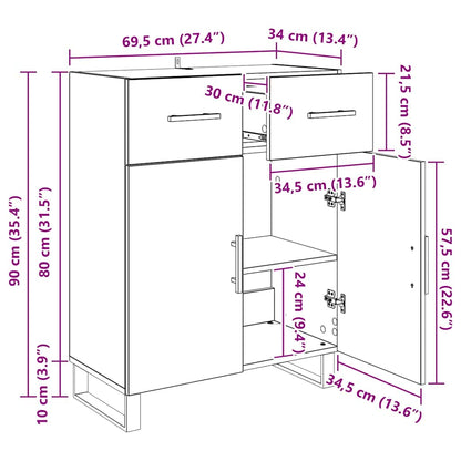 Sideboard Artisan-Eiche 69,5 x 34 x 90 cm Holzwerkstoff