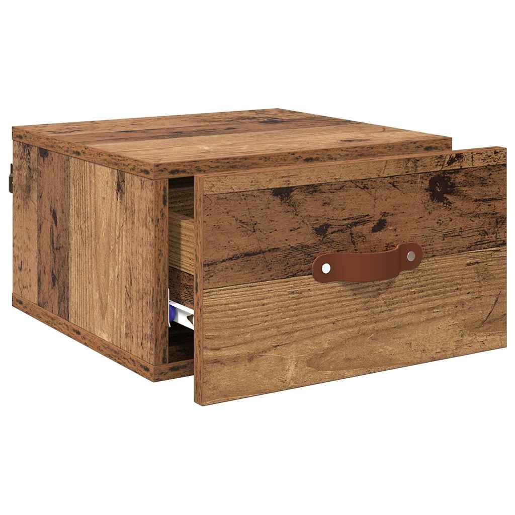 Wandmontiertes Nachttischchen Altholz 35 x 35 x 20 cm